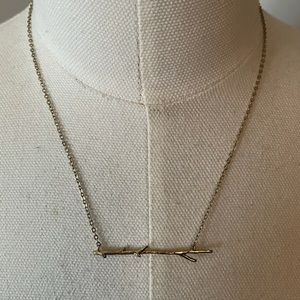 Gold branch bar dainty thin necklace